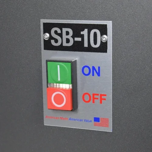 NAPCco SB-10 Smart-Boost rotary phase converter ON OFF control panel switch close-up American Made American Value