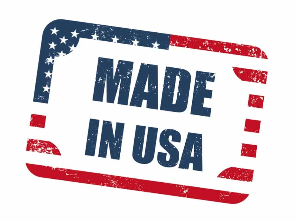 Made in USA badge with American flag design representing USA manufactured phase converters