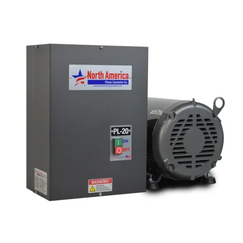 NAPCco PL-20 Pro-Line 20 HP Rotary Phase Converter with ODP Idler Motor front view white background